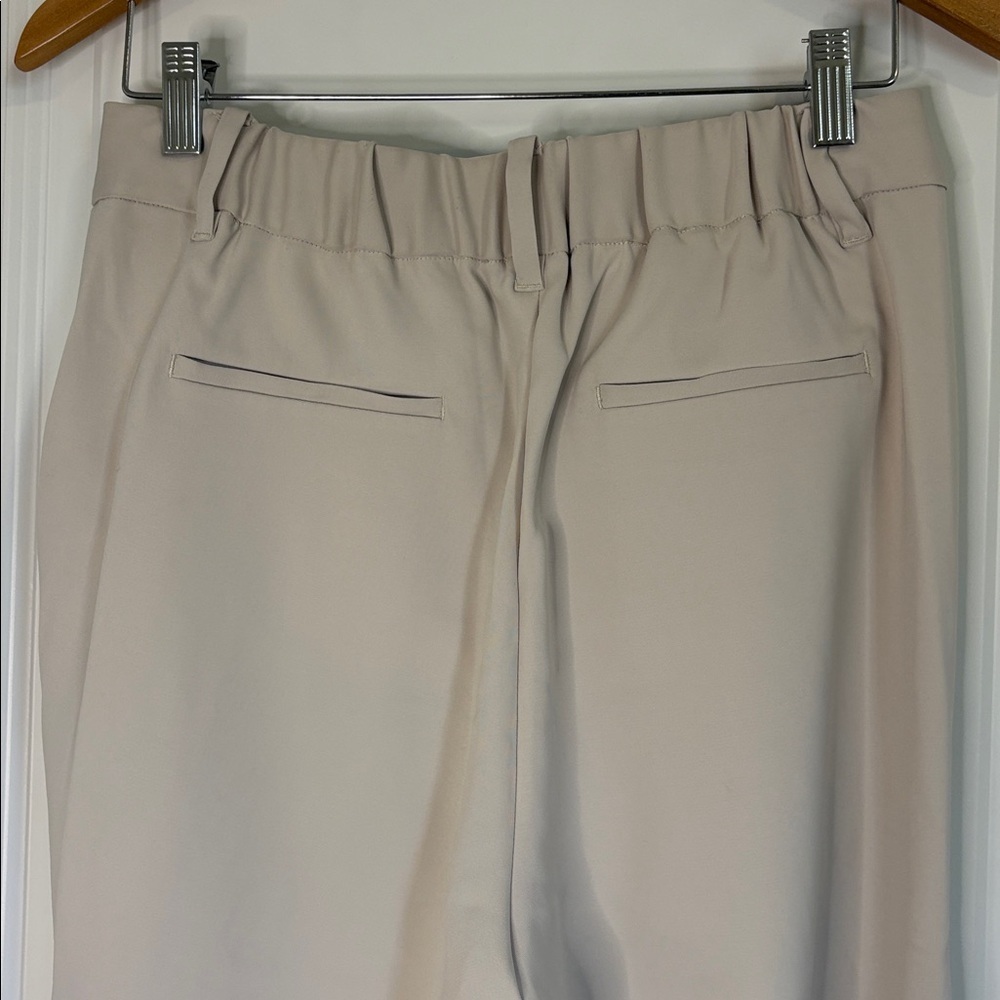 Quince Stretch Crepe Pleated Wide Leg Pant in Sand Tall Inseam Size 8 - Picture 9 of 14
